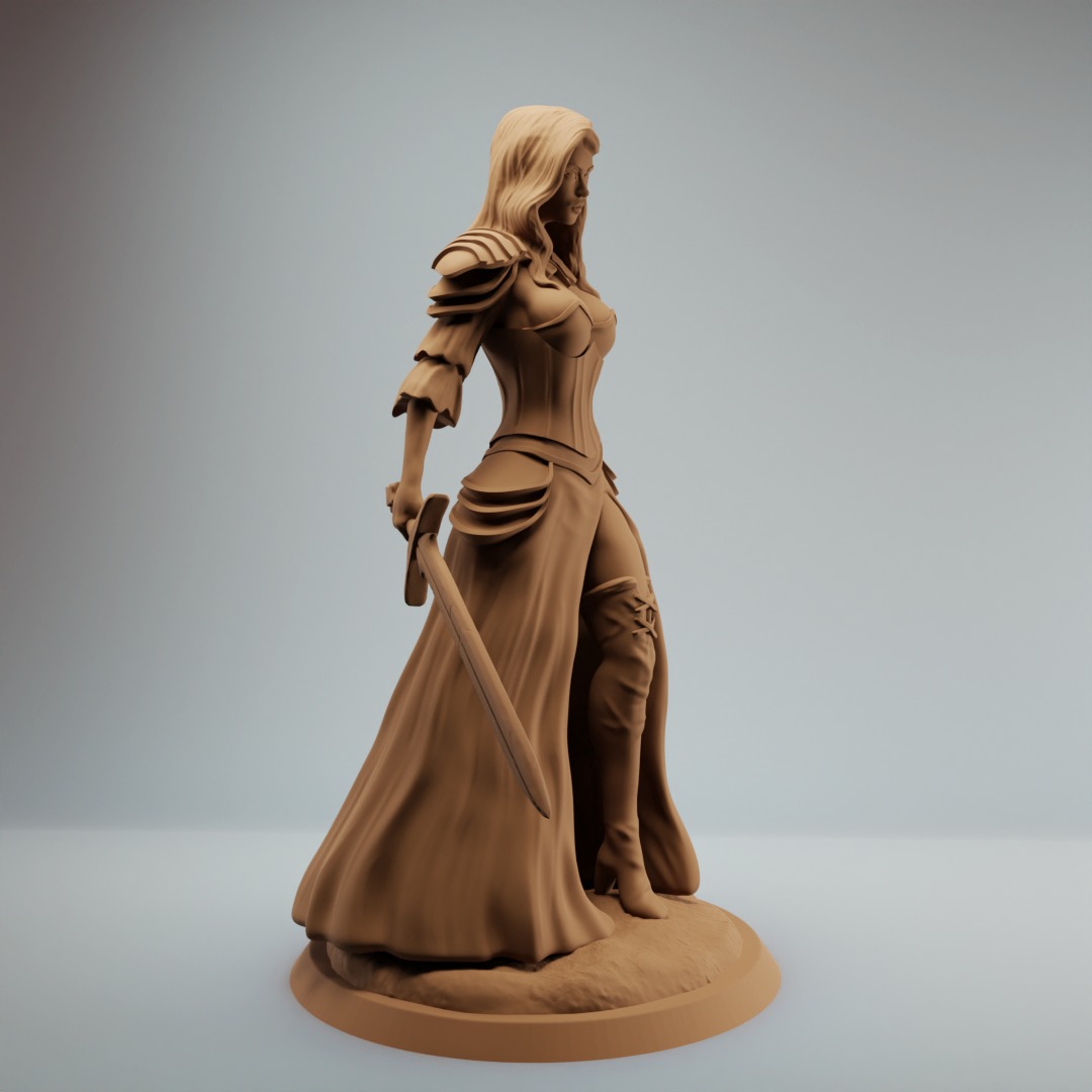 Vampire mistress female warrior with sword - 32 and 75mm scale 3D print model_1