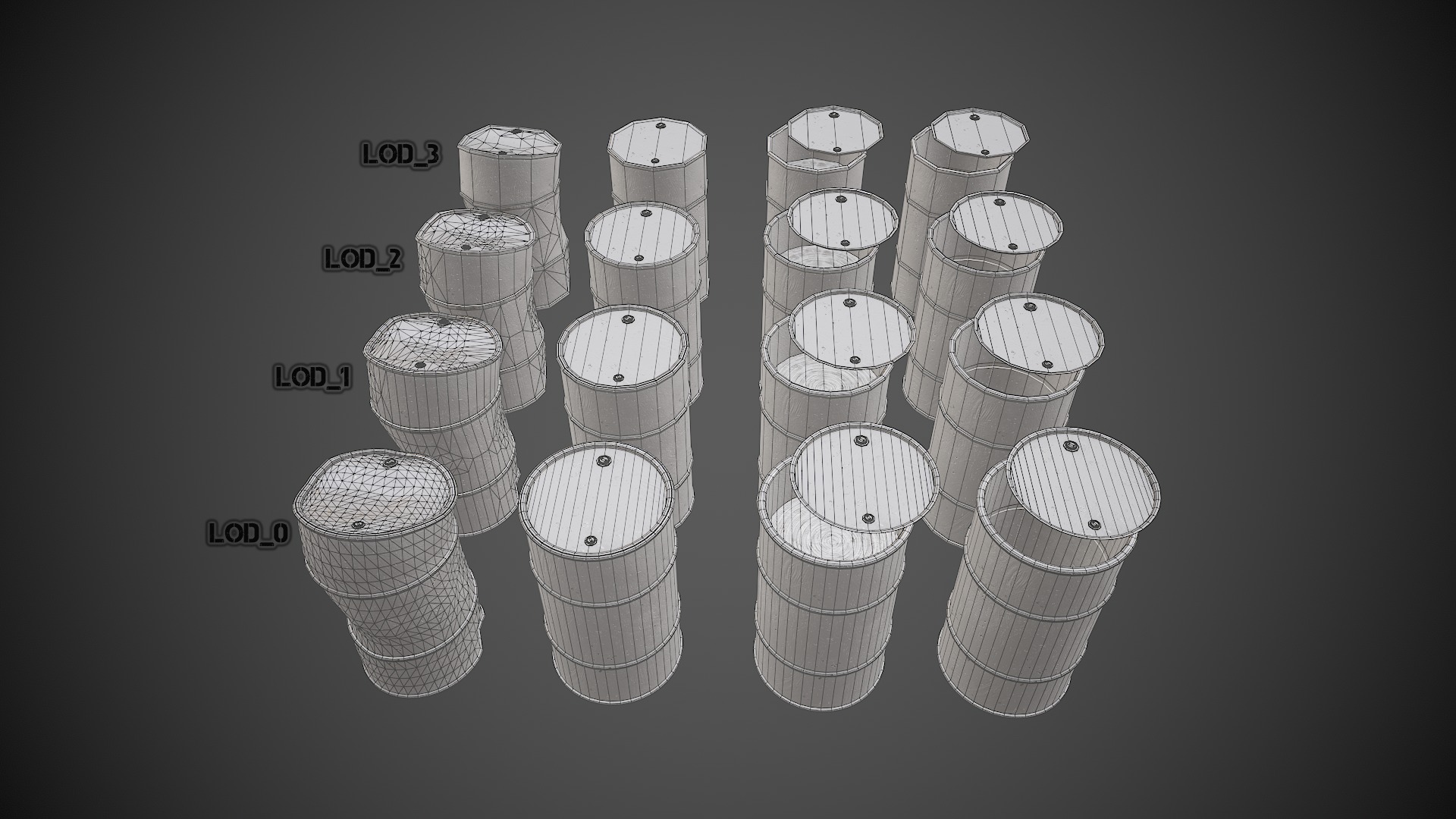 Barrels green set Low-poly 3D model_12