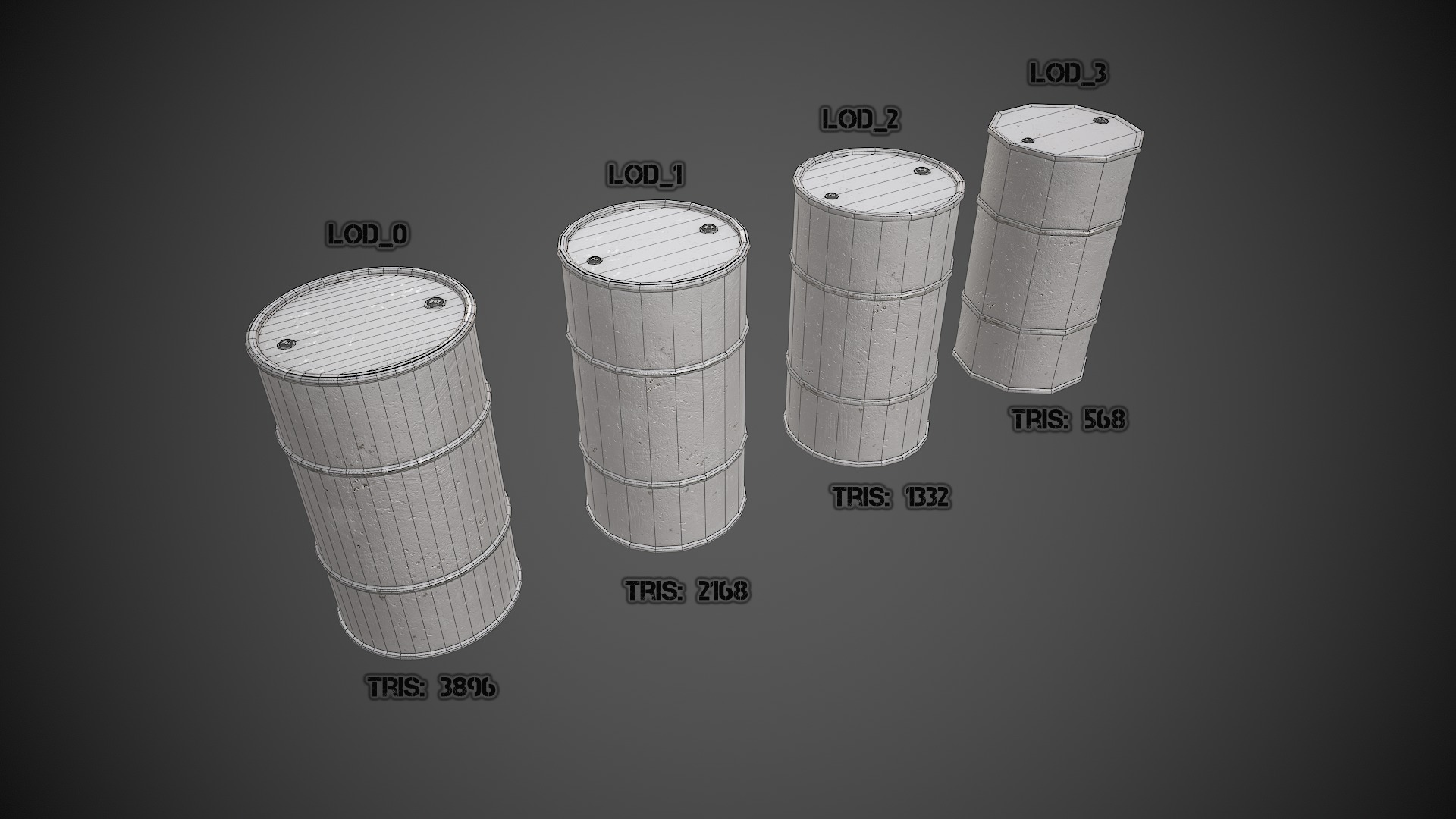 Barrels green set Low-poly 3D model_8