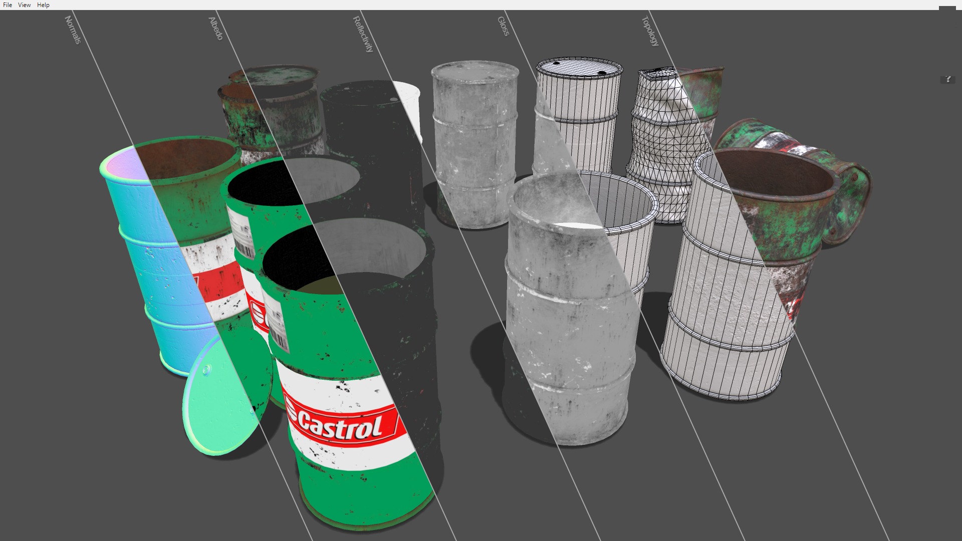 Barrels green set Low-poly 3D model_13