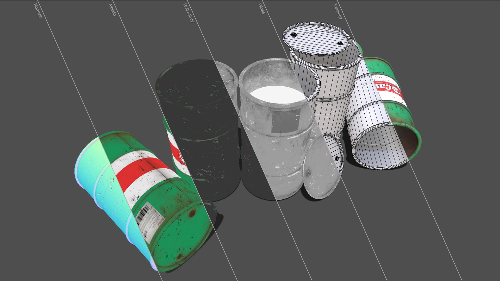 Barrels green used Low-poly 3D model_14