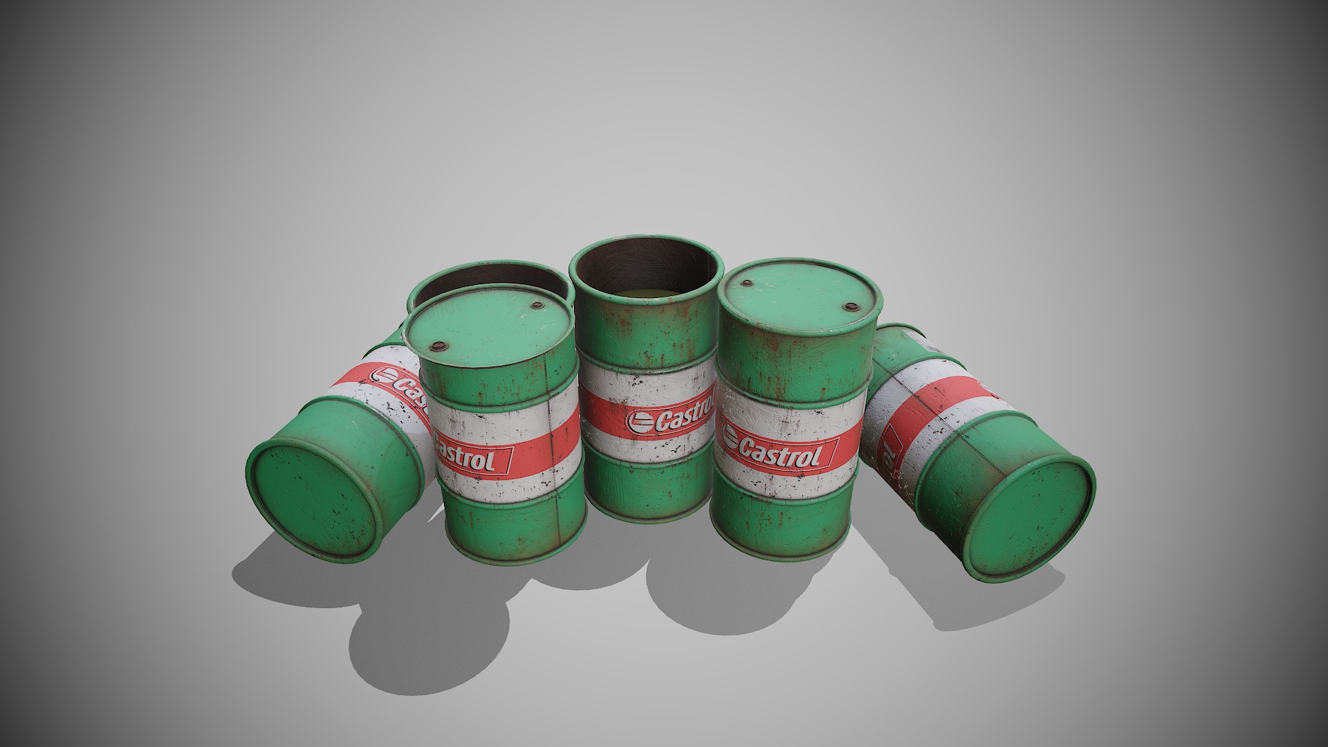 Barrels green used Low-poly 3D model_7