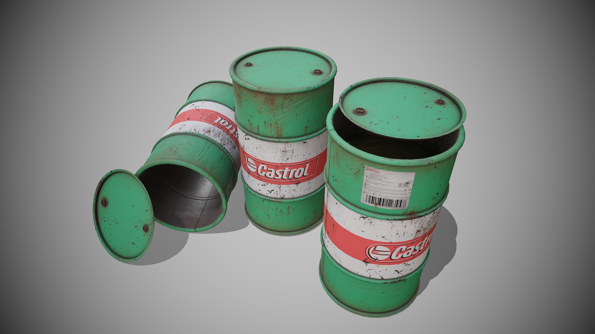 Barrels green used Low-poly 3D model_2