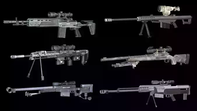 Exclusive 06 Part 01 SMG Sniper Rifles NTW-20 Weapon 3D Mode 3D Model Collection