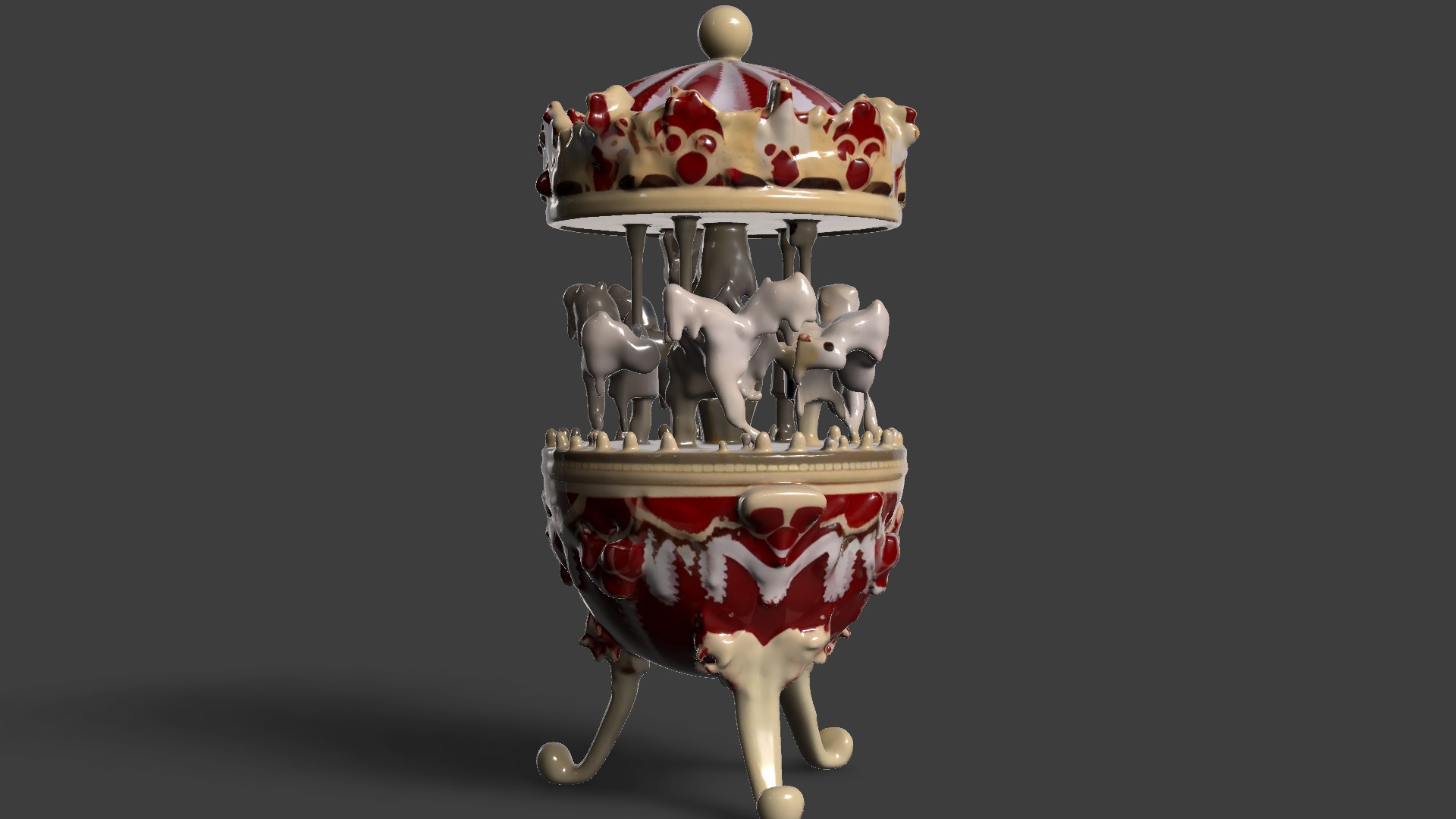 Chinese Carousel jewelry Fabegre egg  Low-poly 3D model_7