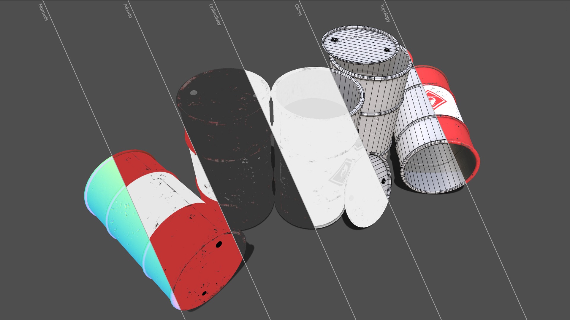 Barrels red new Low-poly 3D model_14