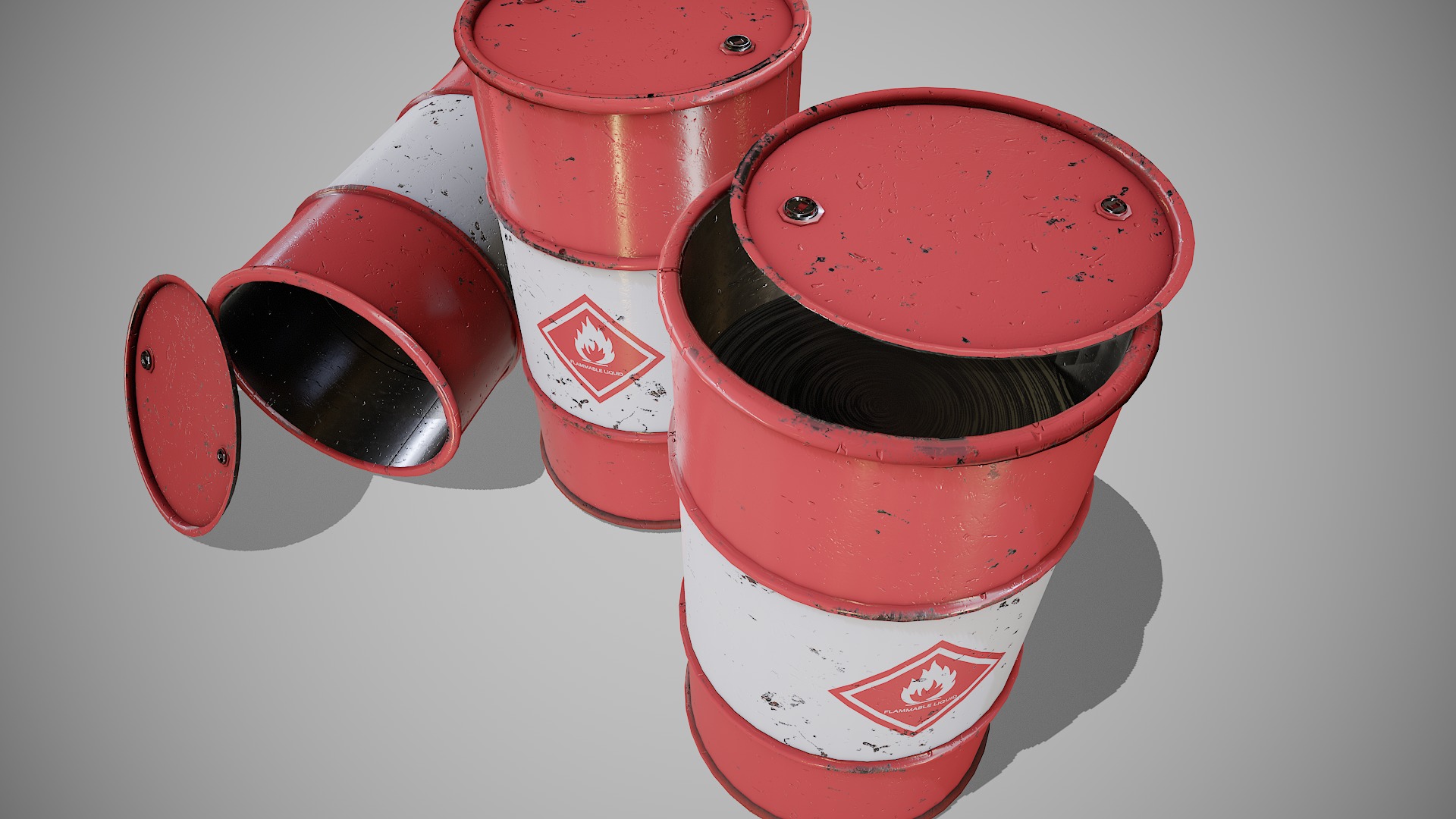 Barrels red new Low-poly 3D model_3