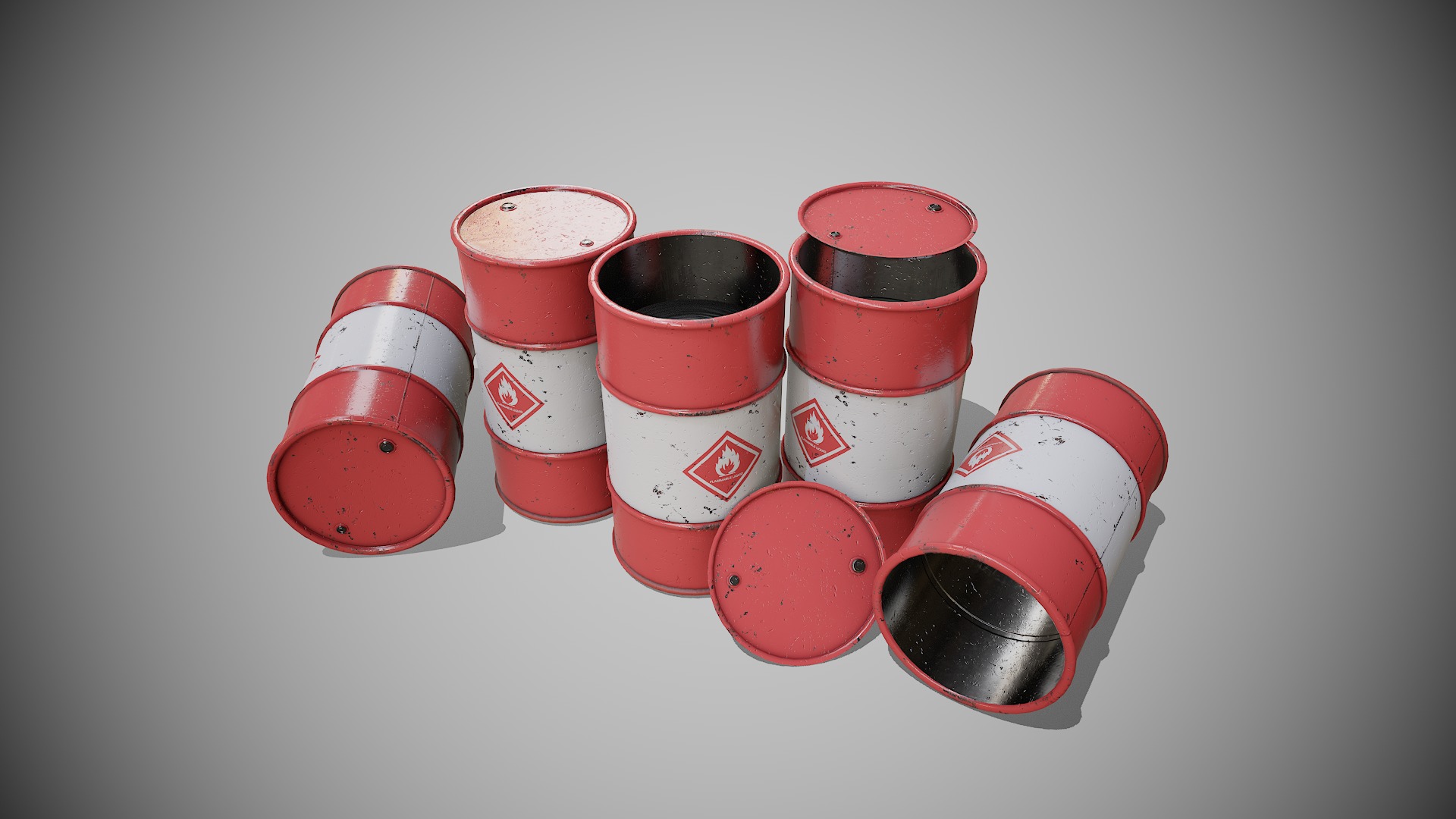 Barrels red new Low-poly 3D model_7