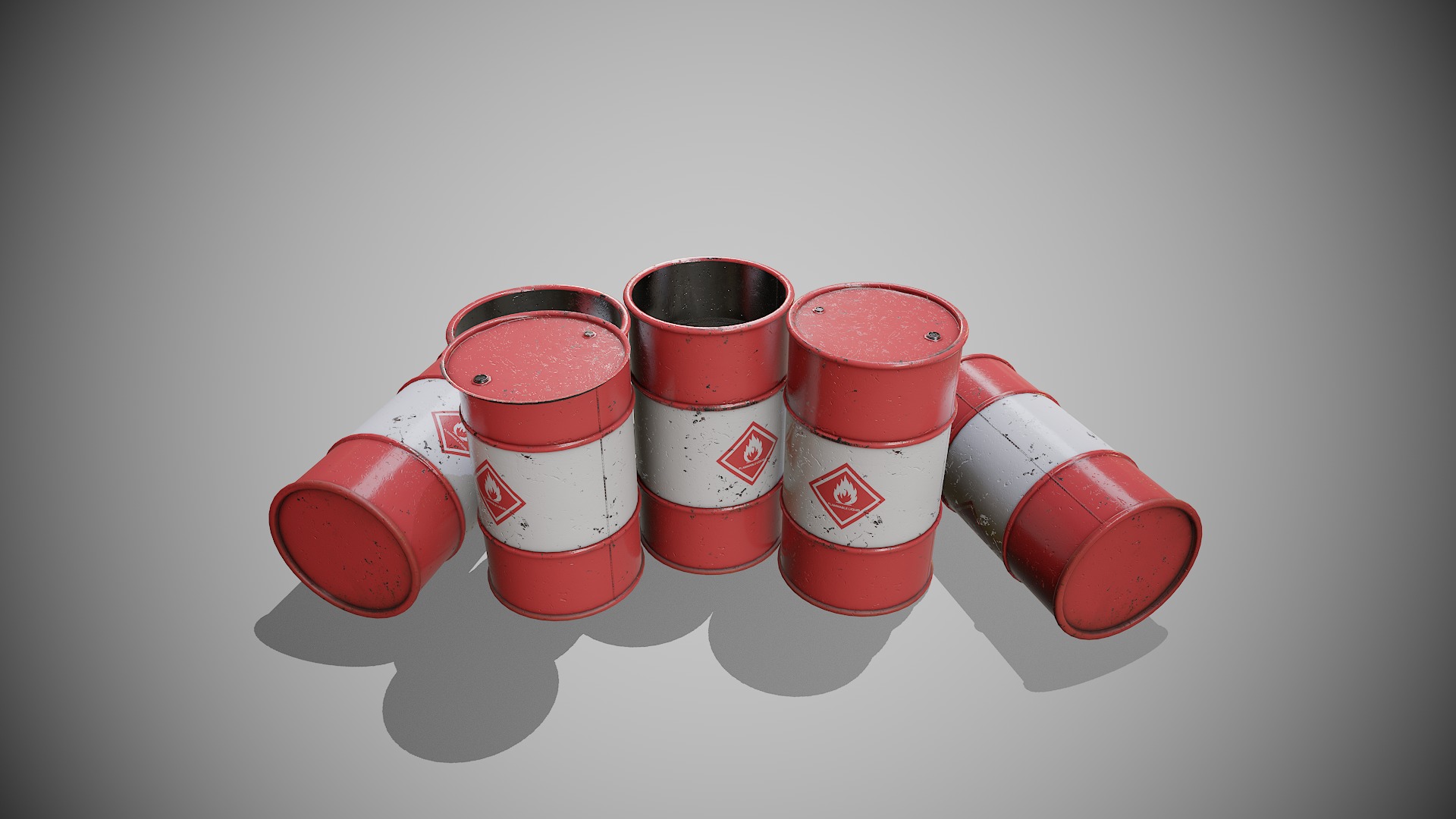 Barrels red new Low-poly 3D model_6