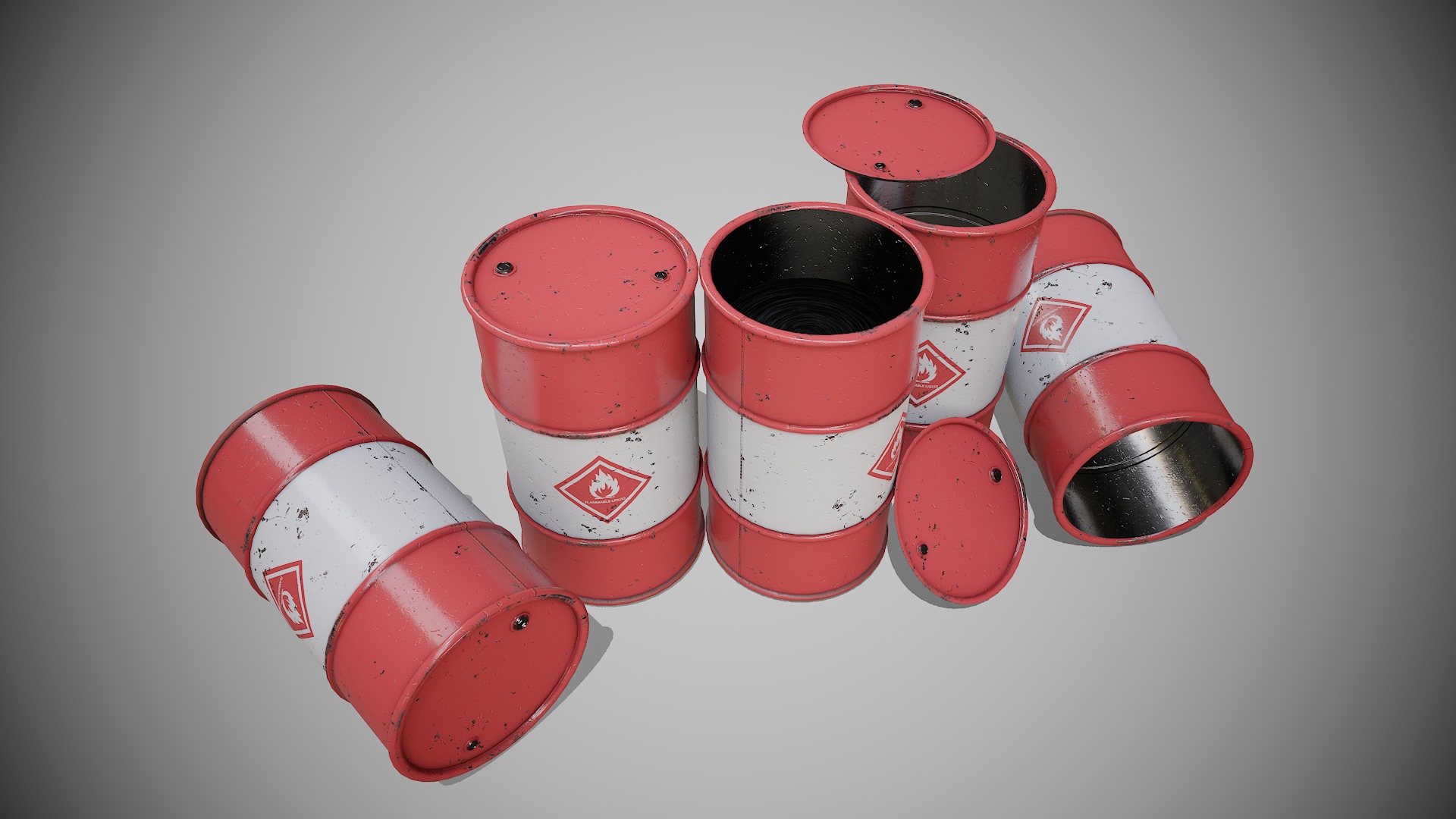 Barrels red new Low-poly 3D model_5