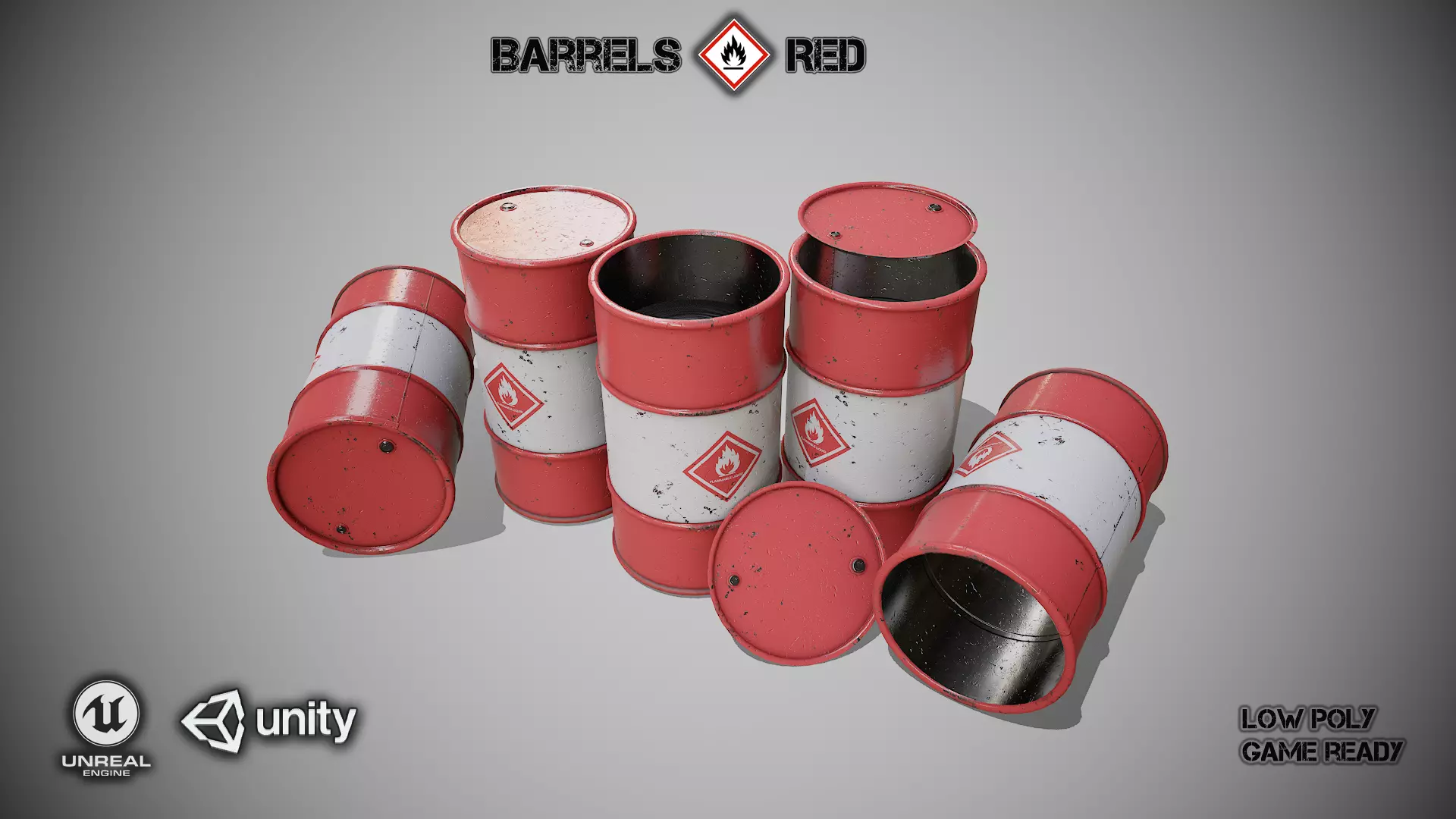 Barrels red new Low-poly 3D model_0
