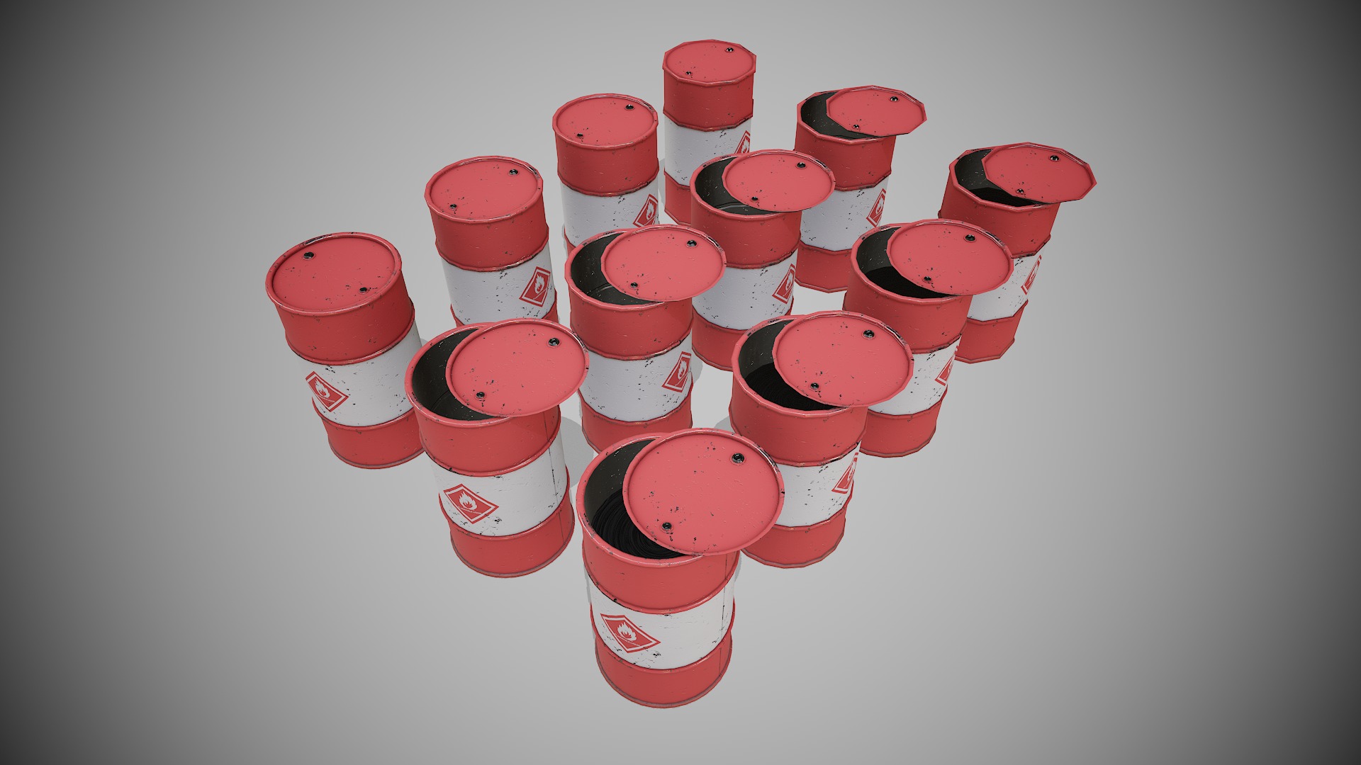 Barrels red new Low-poly 3D model_8