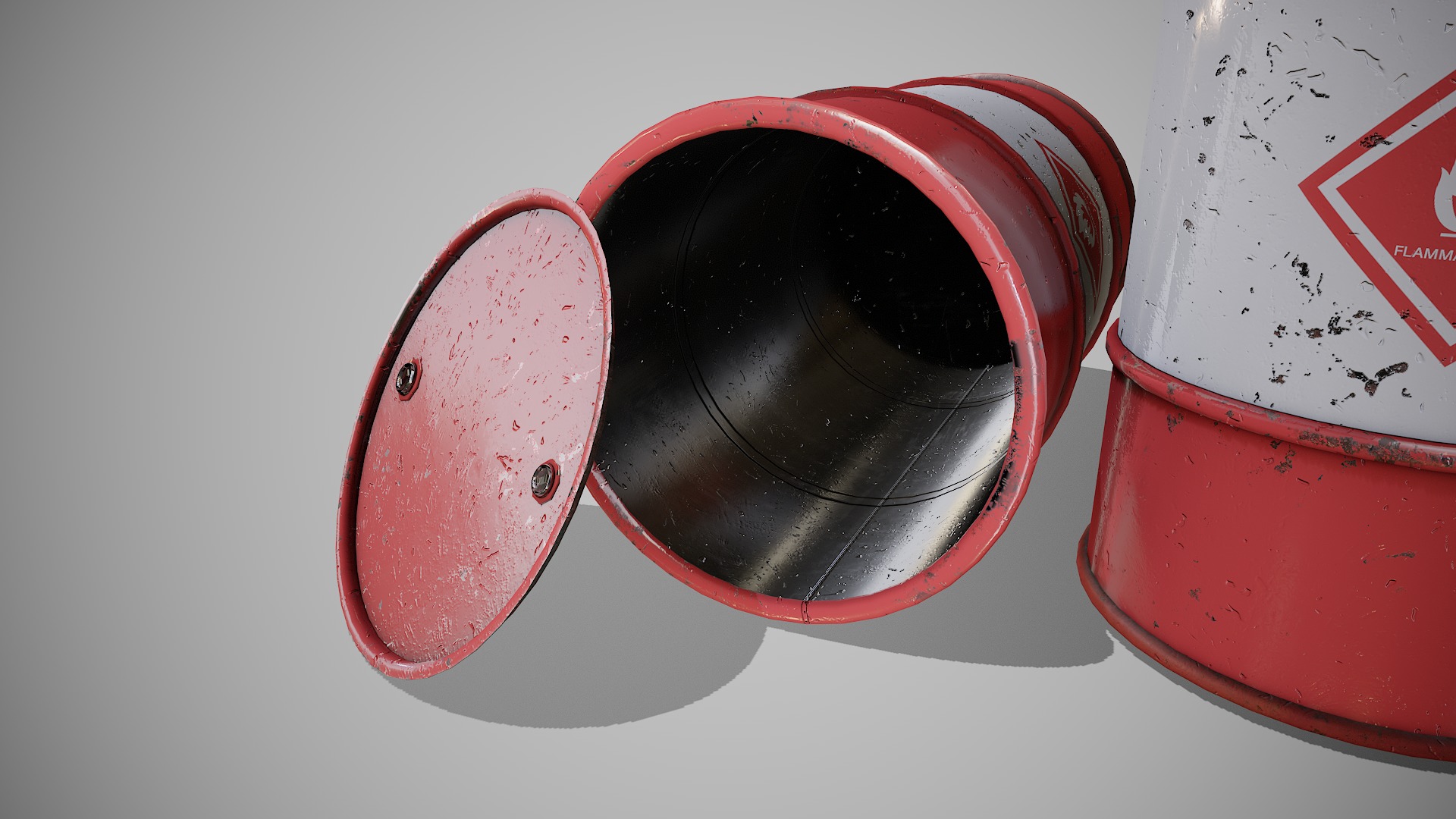 Barrels red new Low-poly 3D model_4