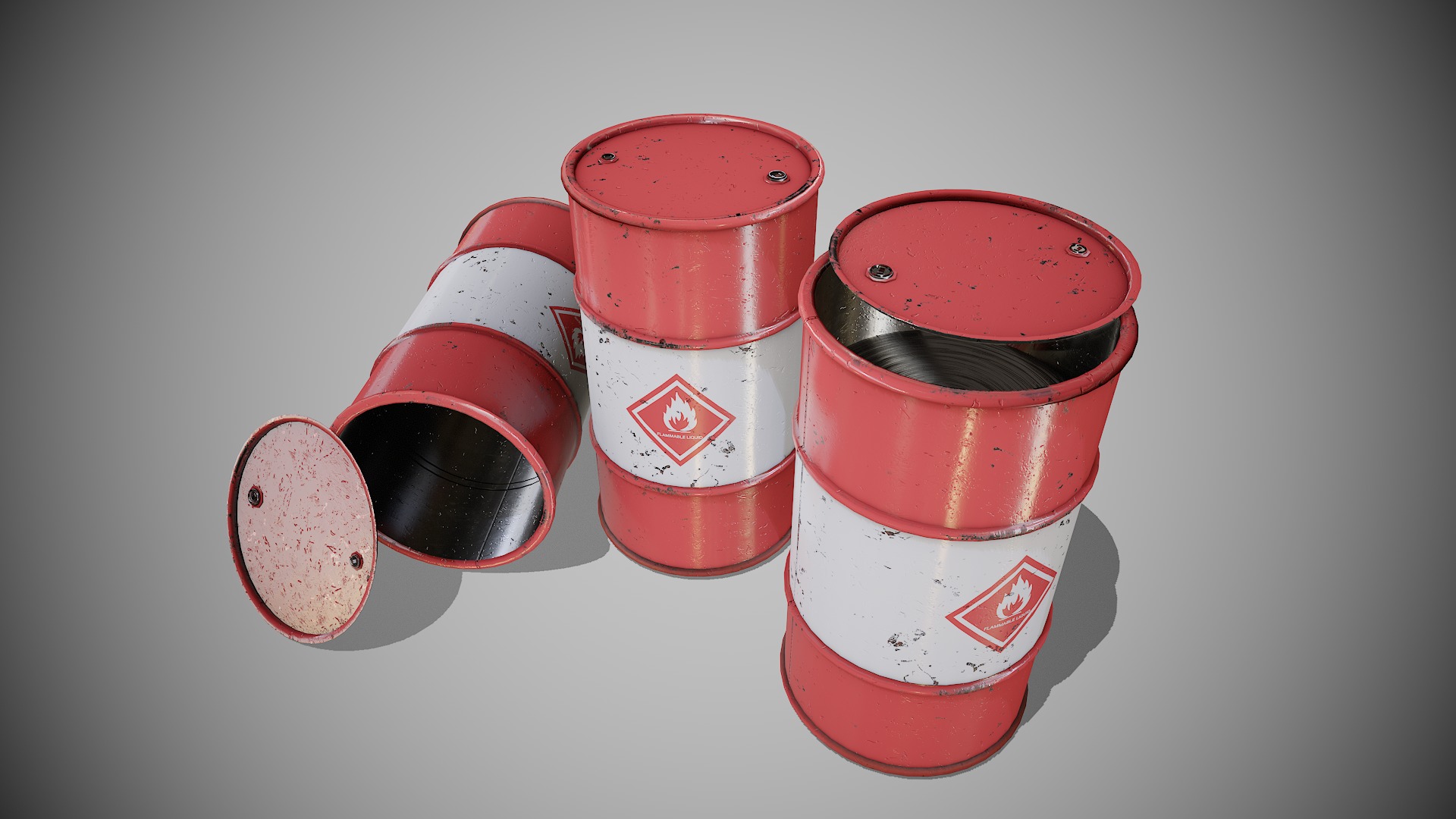 Barrels red new Low-poly 3D model_2