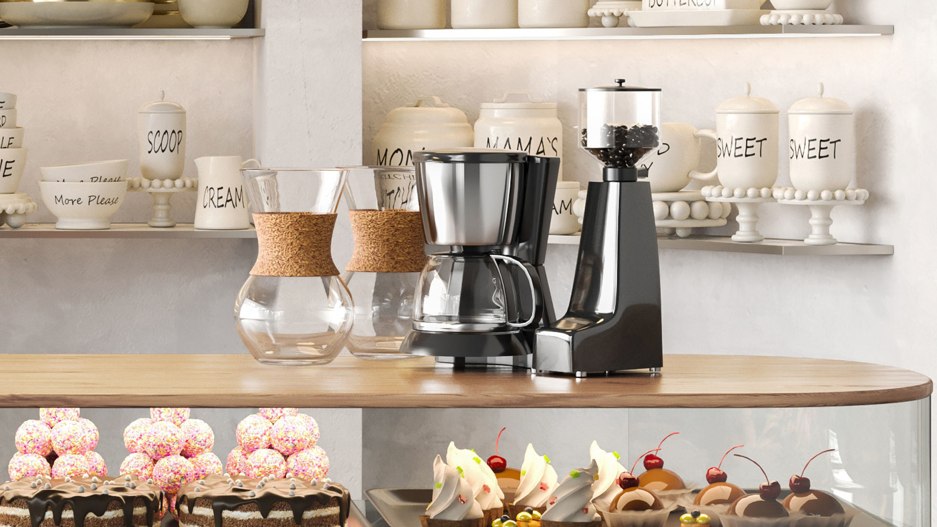 Large coffee shop  pastry shop with a rack 3D model_7