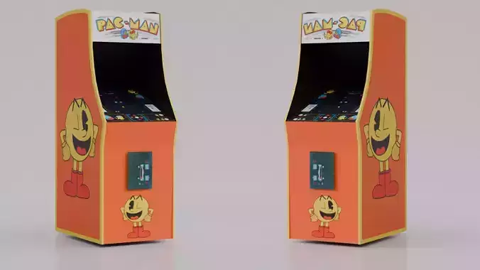 Pac-Man Arcade Cabinet 3D Low Poly Model Low-poly 3D model