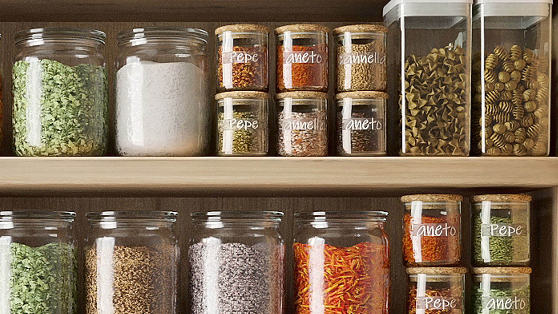 Shelf with spices preserves and kitchen utensils 3D model_5