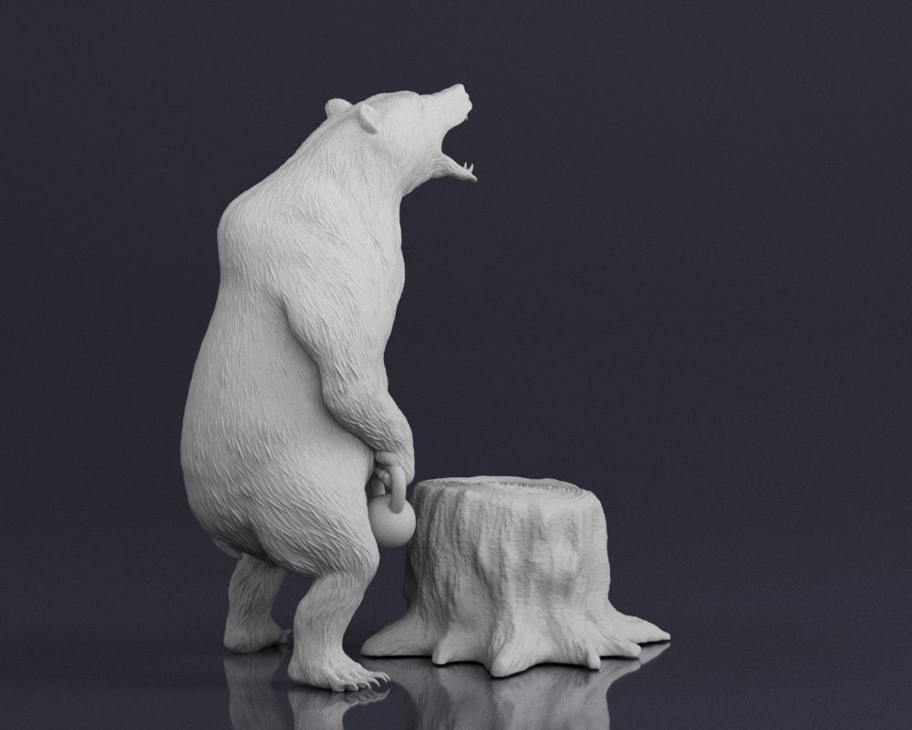 001548 Bear standing 3D print model_9