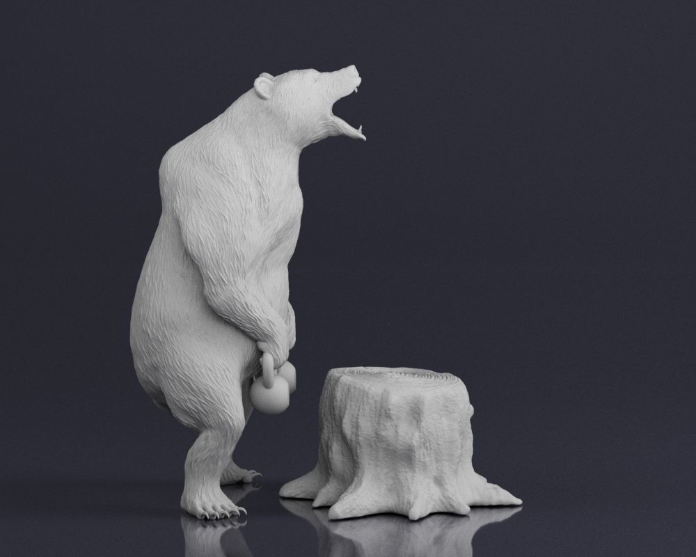 001548 Bear standing 3D print model_8
