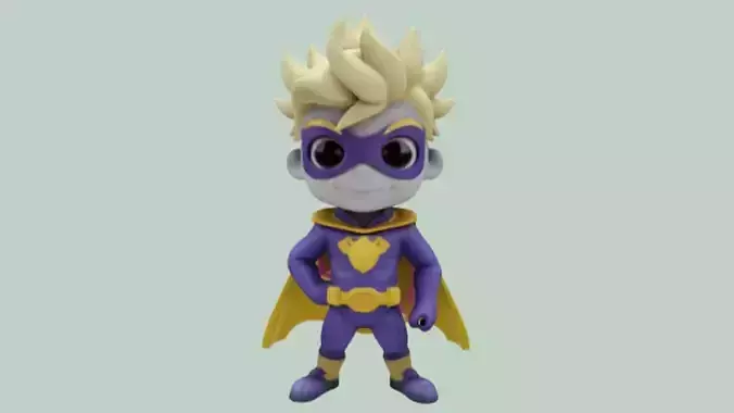 cartoon superhero in purple outfit