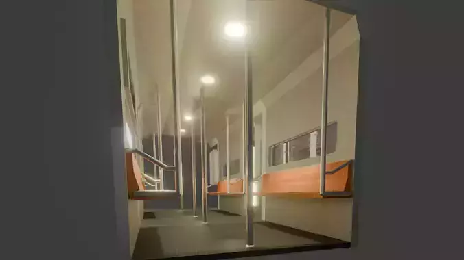 A train subway carriage fully textured and includes lighting