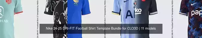 Nike 24-25 DRI-FIT Football Shirt Template Bundle for CLO3D