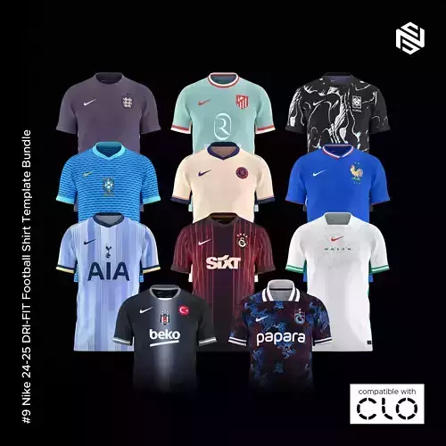 Nike 24-25 DRI-FIT Football Shirt Template Bundle for CLO3D