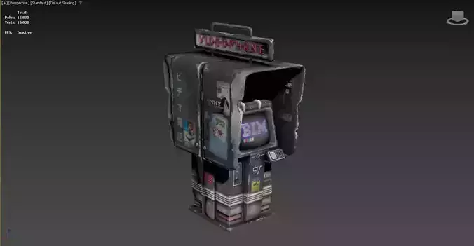 3D model of a retro-style videophone booth