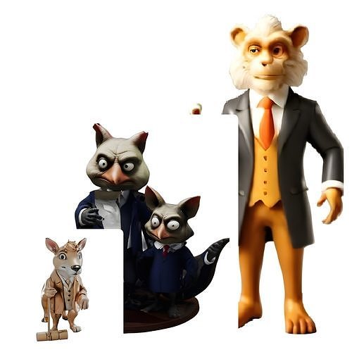 Anthropomorphic Animal Figurines Collection 3D print model