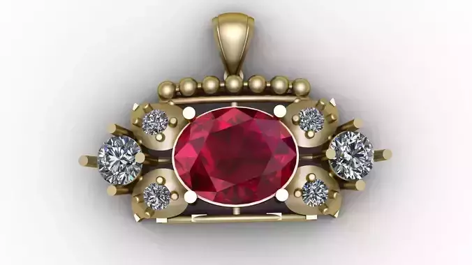 OVAL SHAPE RUBY PENDANT 3D PRINTABLE MODEL