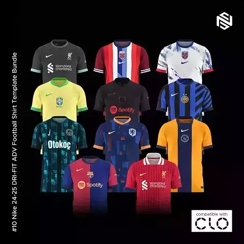 Nike 24-25 DRI-FIT ADV Football Shirt Template Bundle for CLO3D
