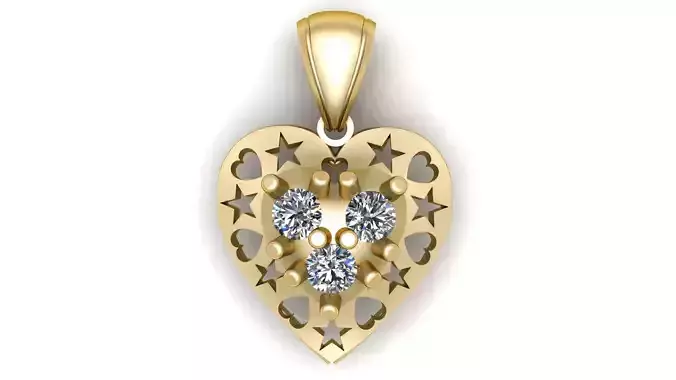 LOVE AND STAR DESIGN HEART PENDANT 3D PRINTABLE MODEL