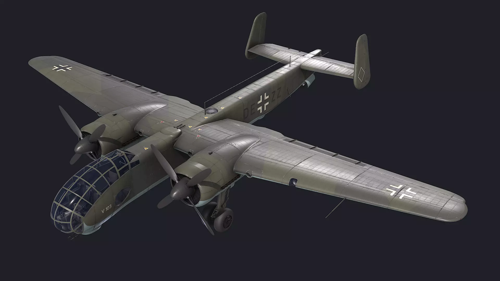 Ju-288 V103 Low-poly 3D model_0