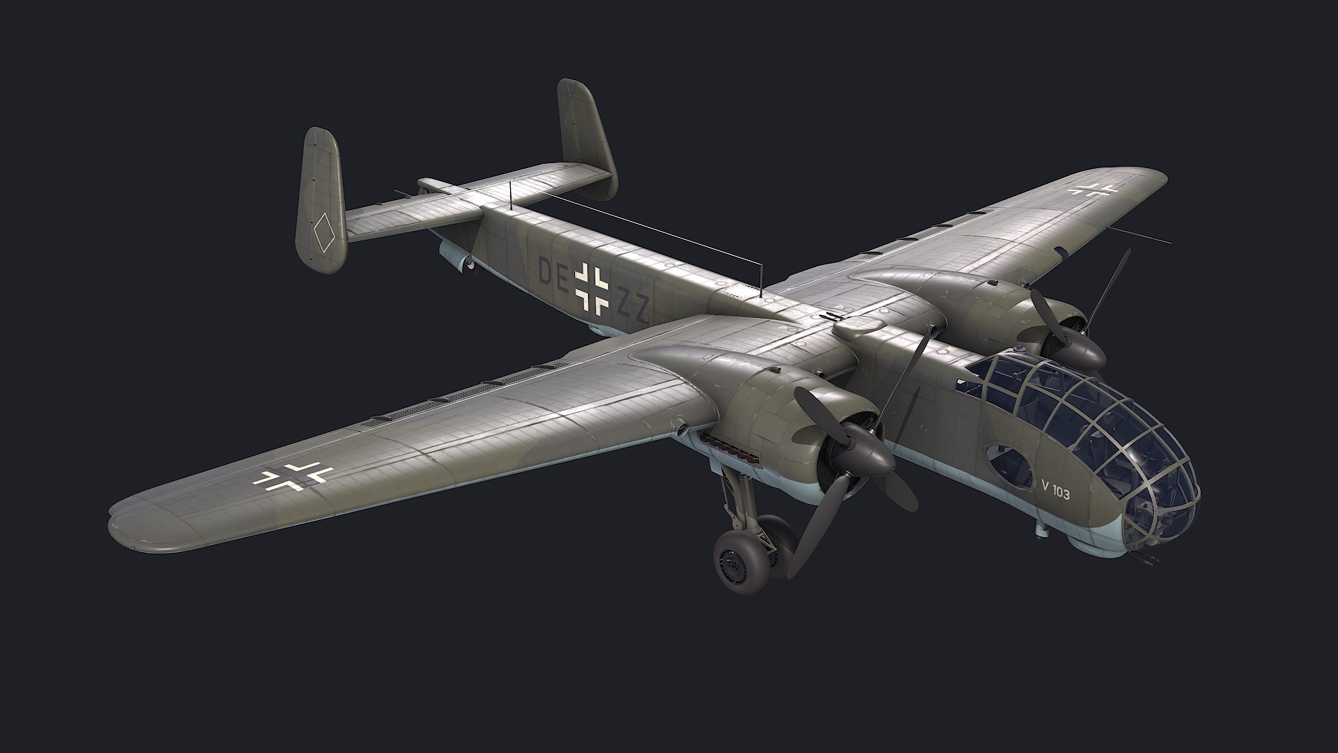 Ju-288 V103 Low-poly 3D model_3