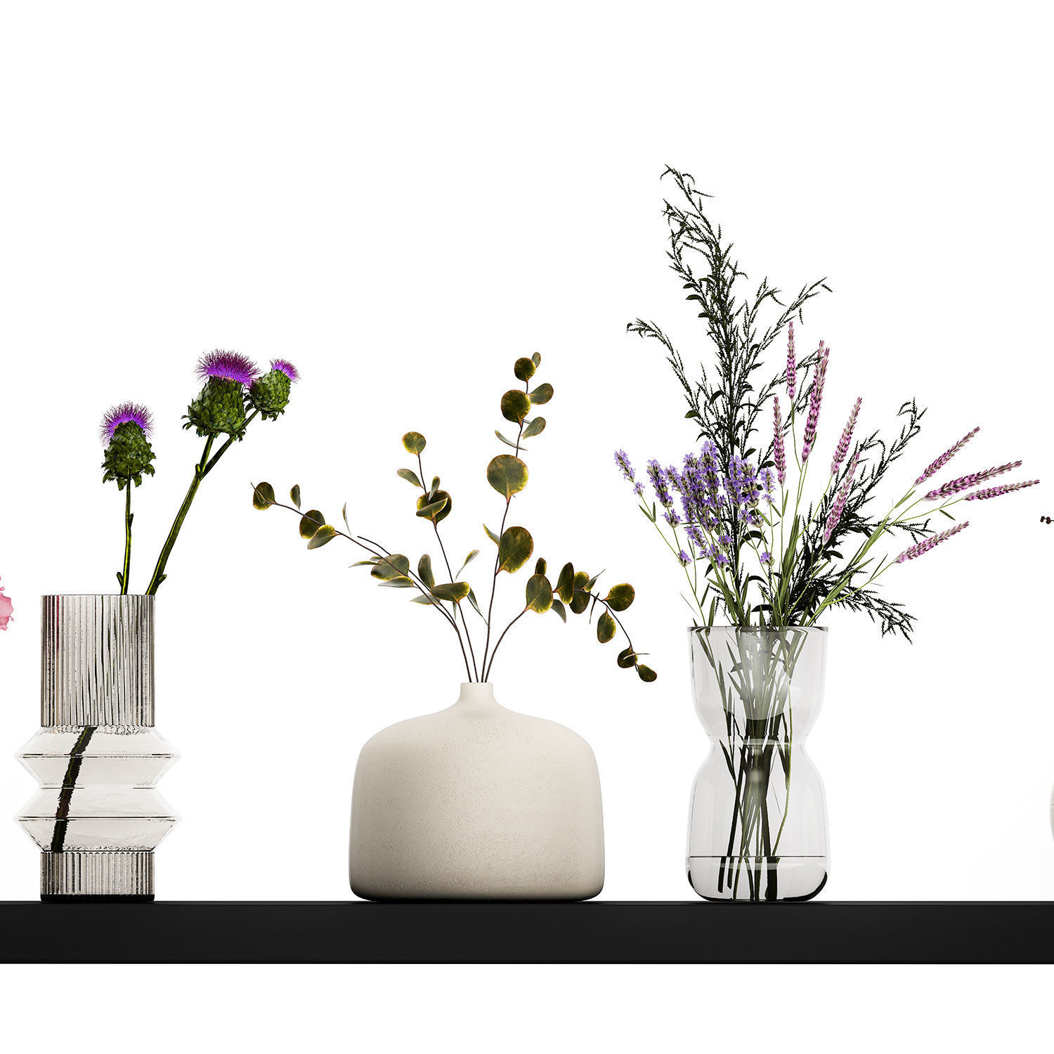 Collection Of Small Bouquets Of Flowers In Vases 477 3D model_8