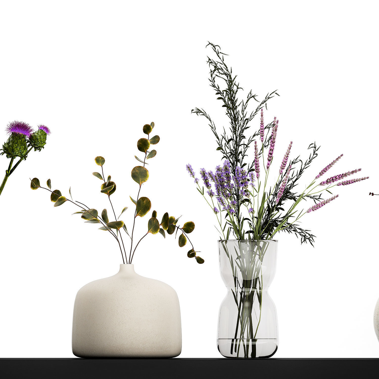 Collection Of Small Bouquets Of Flowers In Vases 477 3D model_11