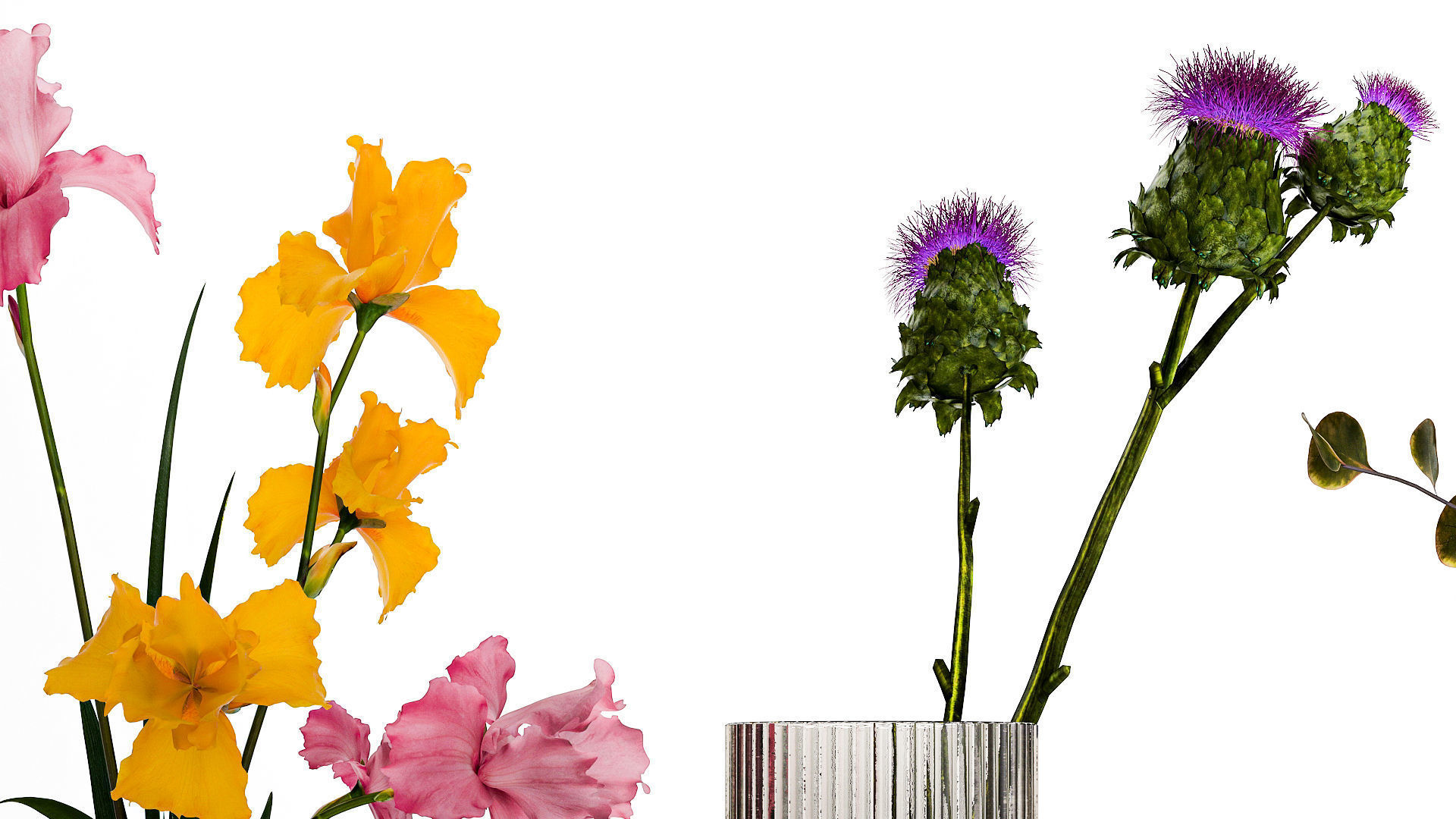 Collection Of Small Bouquets Of Flowers In Vases 477 3D model_3