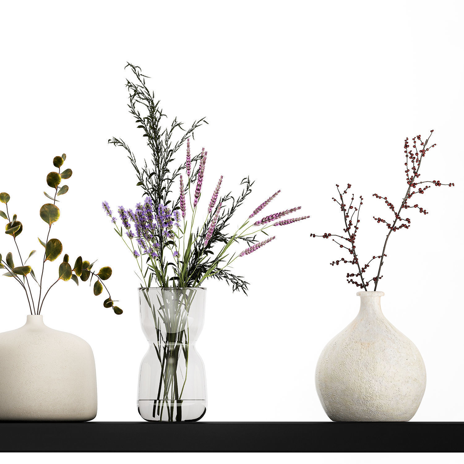 Collection Of Small Bouquets Of Flowers In Vases 477 3D model_10