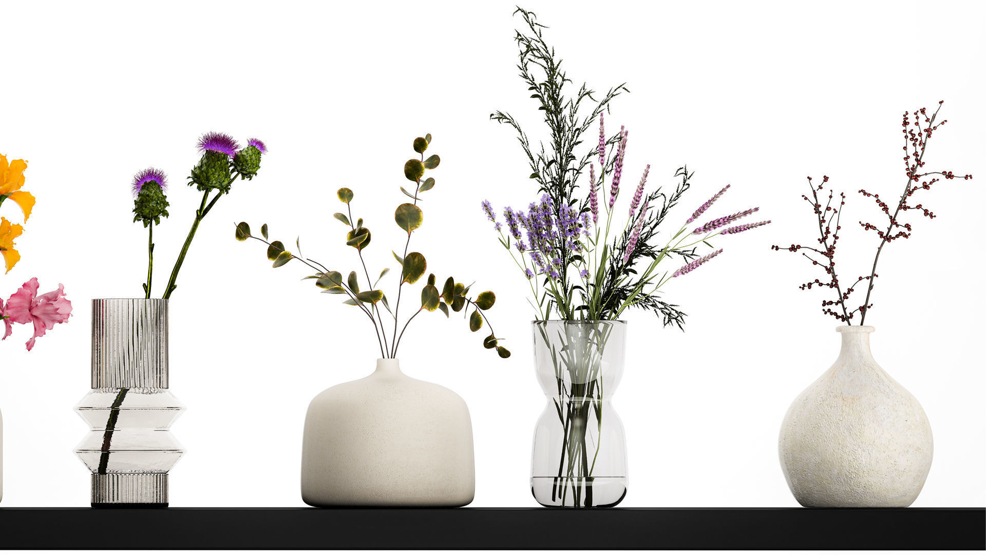 Collection Of Small Bouquets Of Flowers In Vases 477 3D model_5