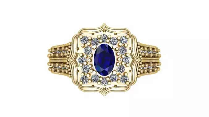 BLUE SAPPHIRE WEDDING RING 3D PRINTABLE MODEL