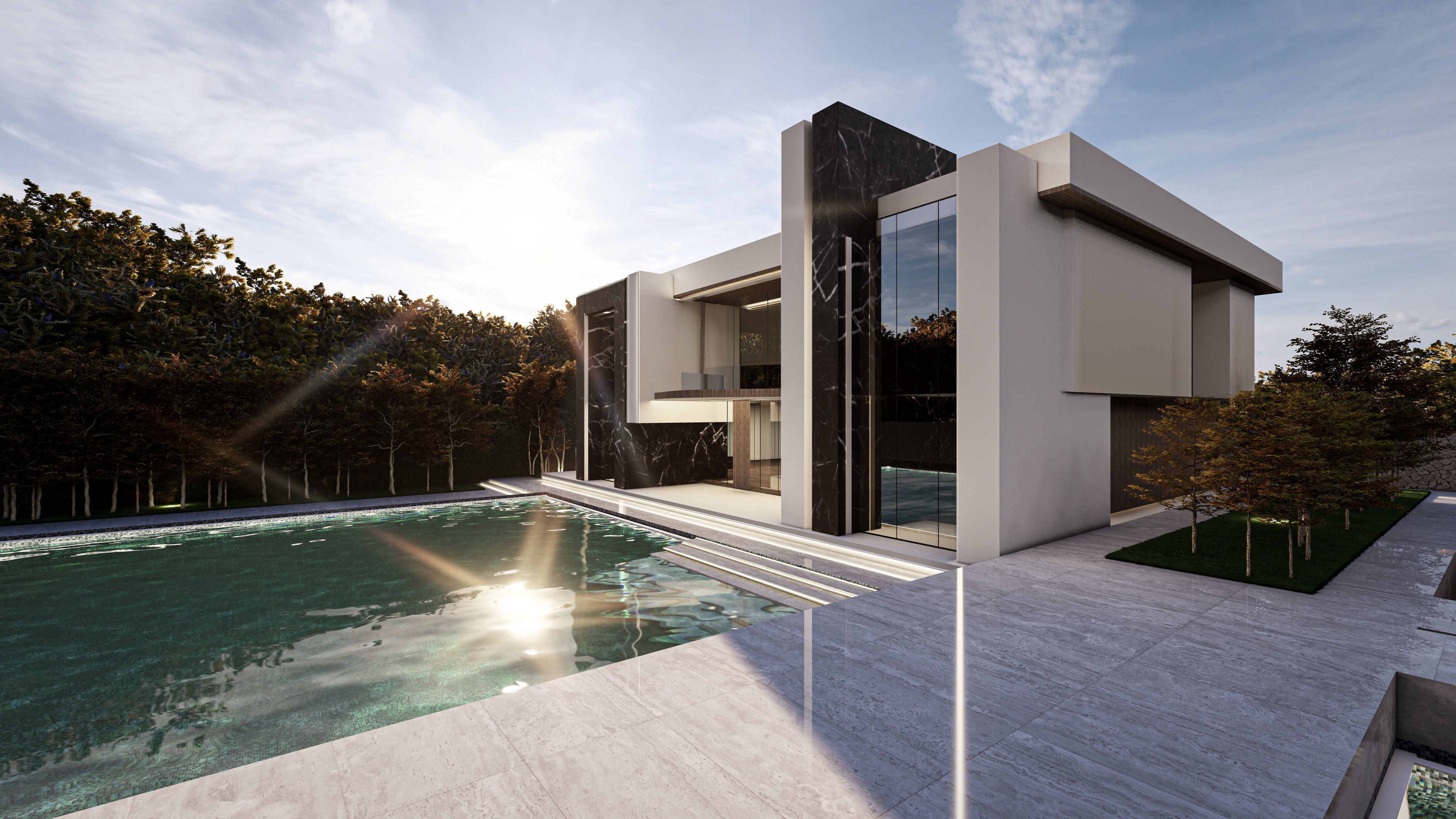 Modern Luxury Villa Exterior Design  Model Low-poly 3D model_8