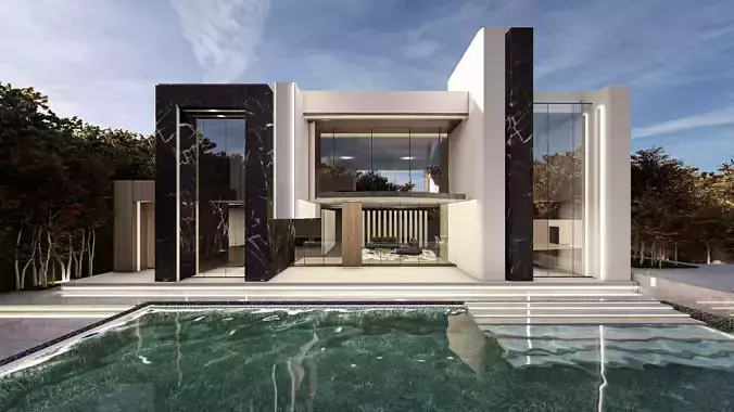 Modern Luxury Villa Exterior Design  Model Low-poly 3D model