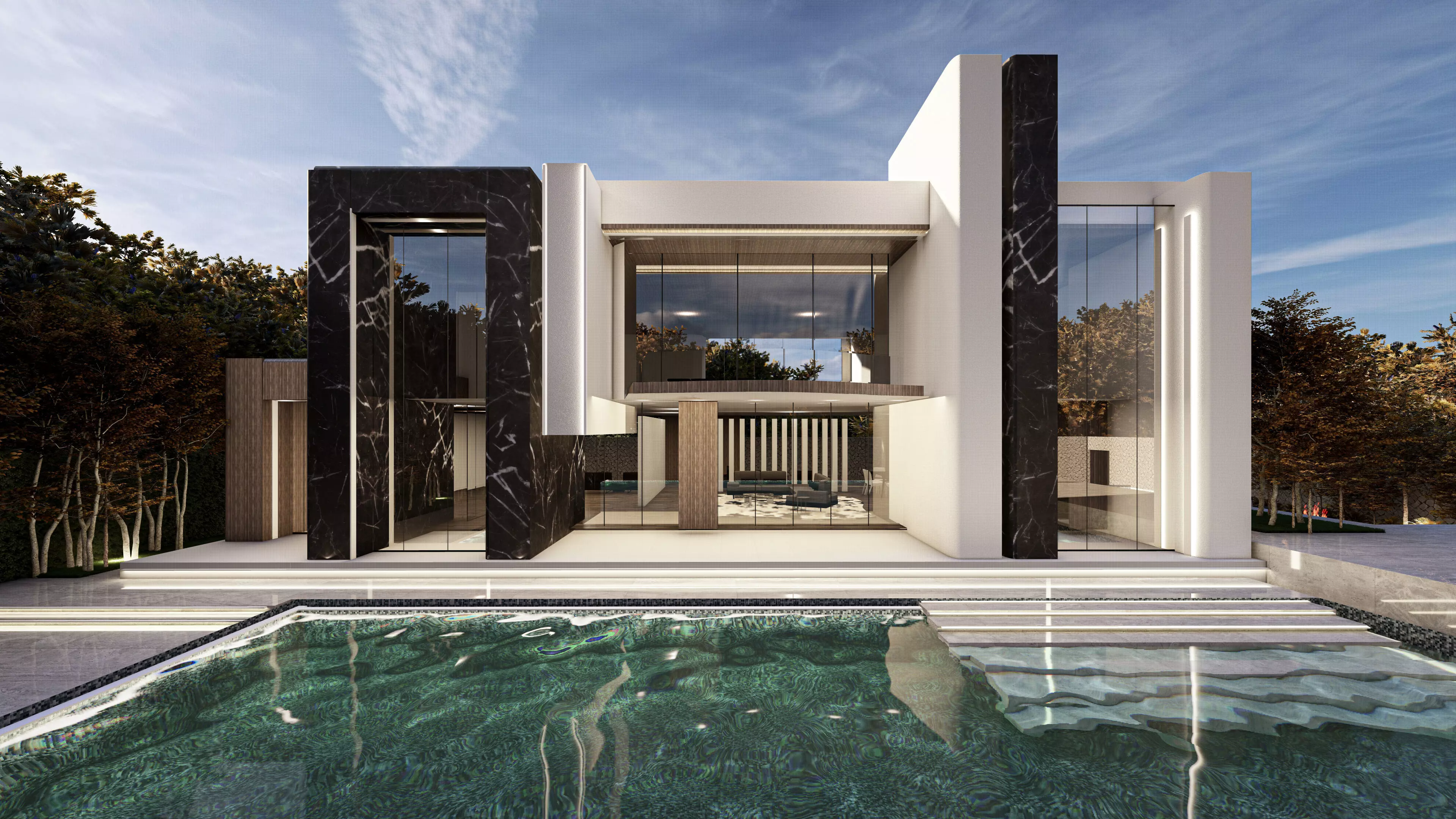 Modern Luxury Villa Exterior Design  Model Low-poly 3D model_0