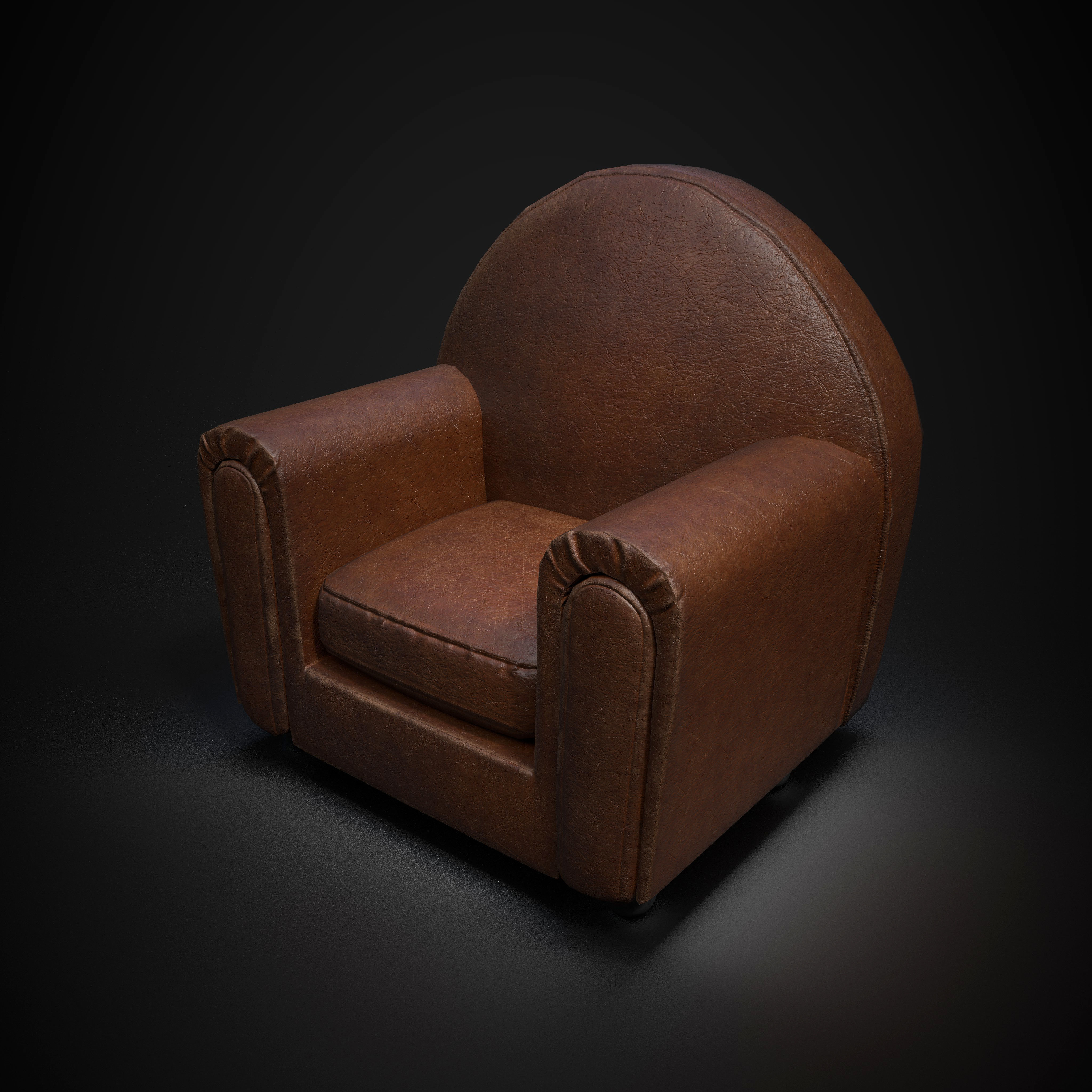 leather sofa lowpoly game asset Low-poly 3D model_3