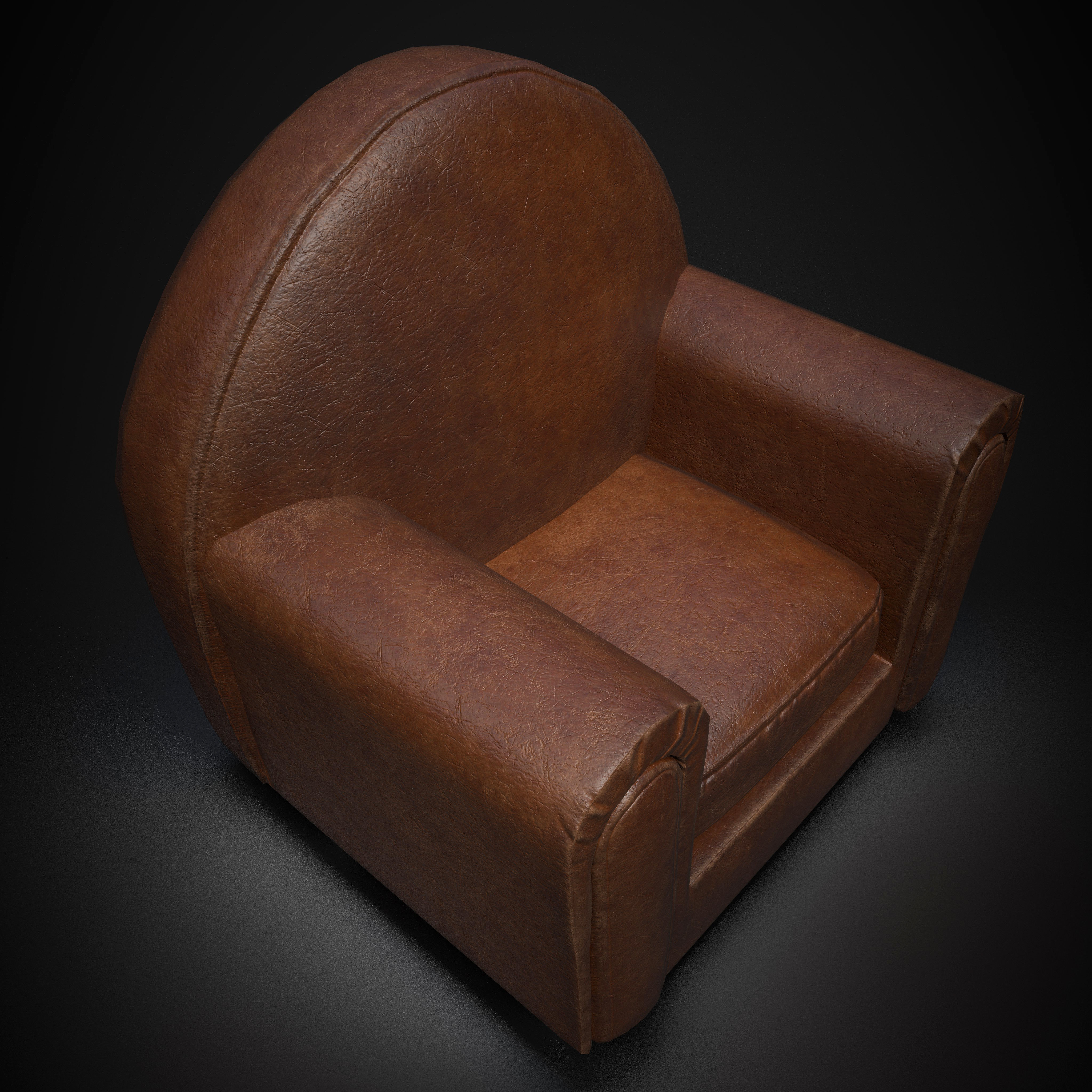 leather sofa lowpoly game asset Low-poly 3D model_5