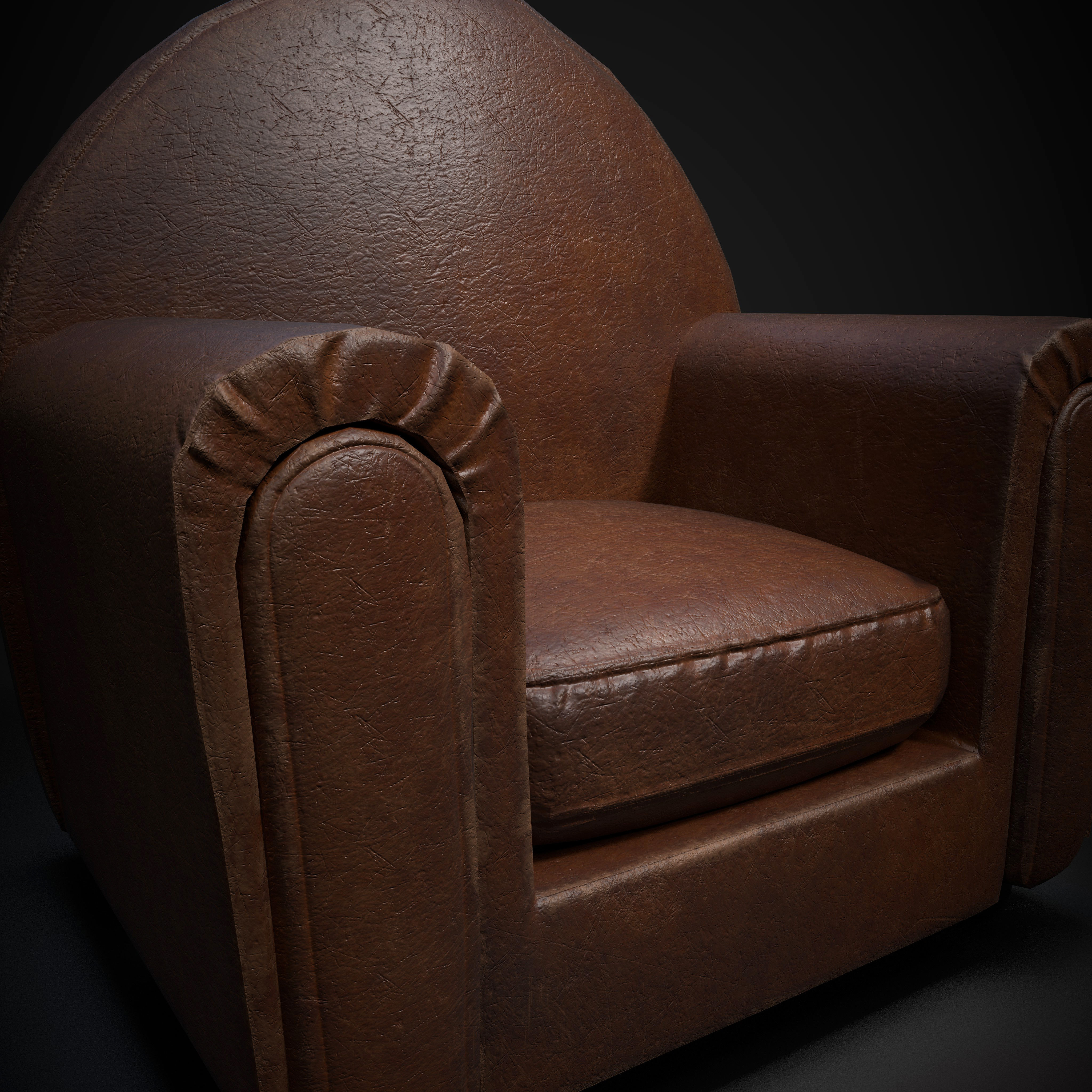 leather sofa lowpoly game asset Low-poly 3D model_6