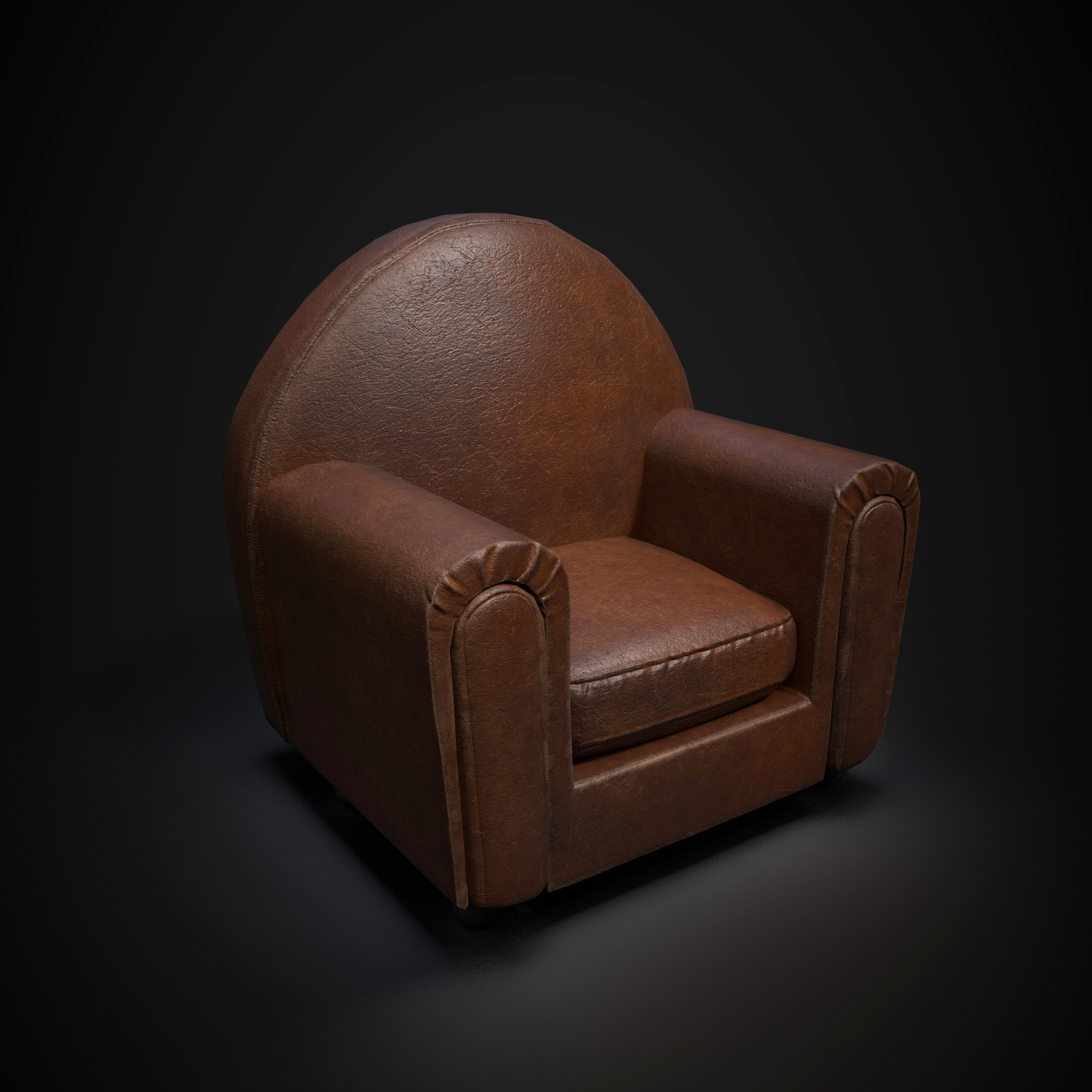 leather sofa lowpoly game asset Low-poly 3D model_2