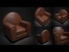 leather sofa lowpoly game asset Low-poly 3D model_1
