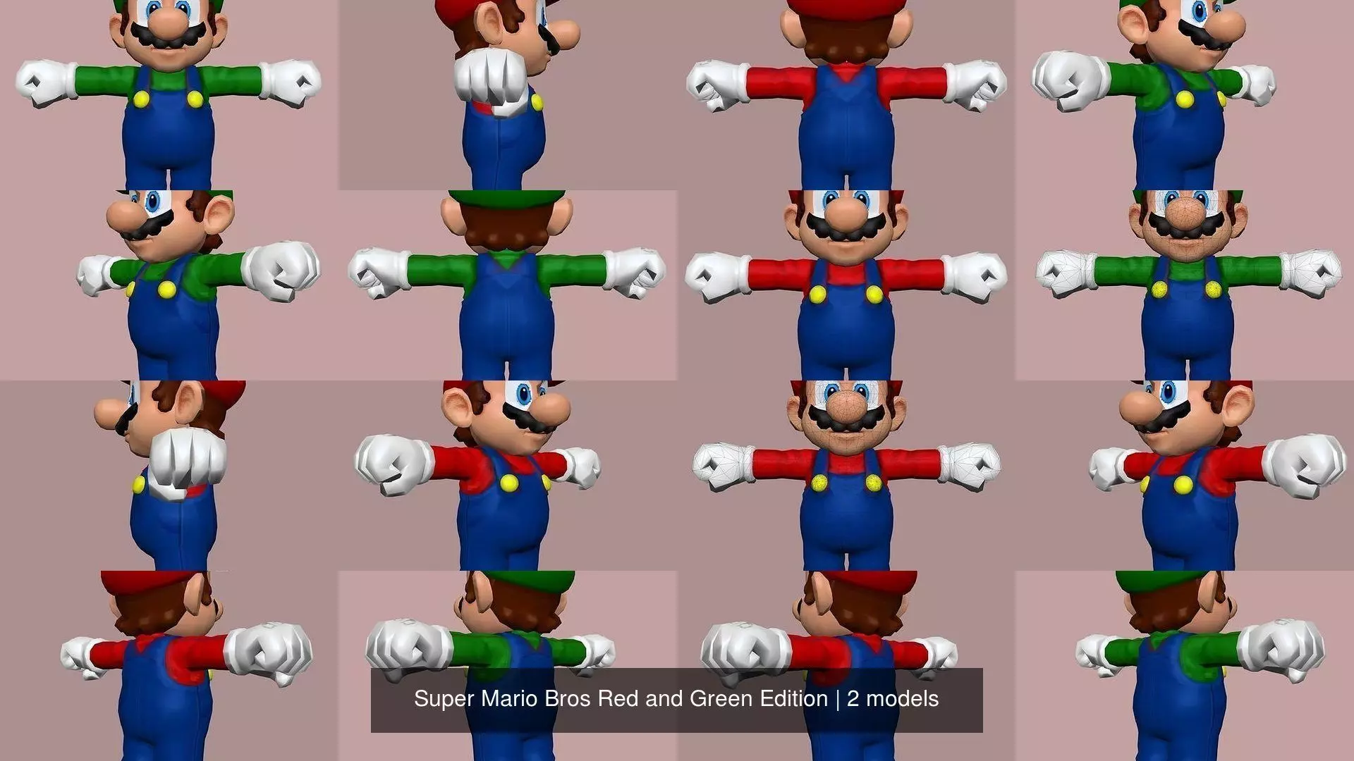 Super Mario Bros Red and Green Edition 3D Model Collection_0