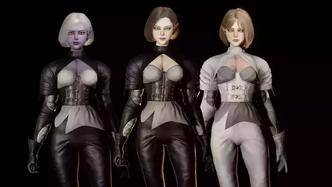 Elf girls Low-poly 3D model